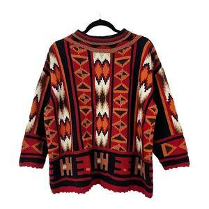Roberta Freymann Womens Size Small Handknitted Cotton Peru Mock Neck Sweater